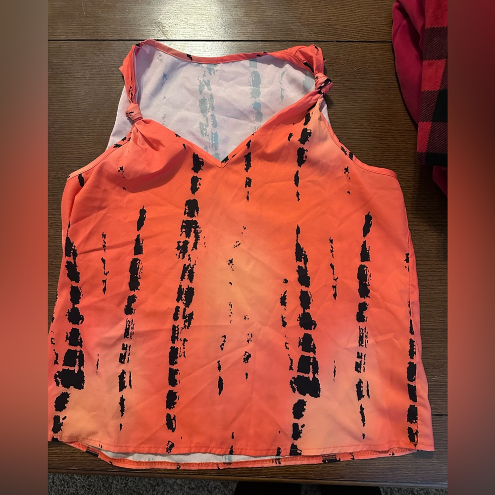 Women's Neon Orange Tie-Dye Tank Top